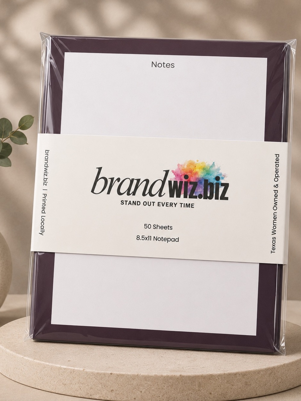 Plum Purple Notes Notepad 8.5x11 | 50 Sheets | Minimalist Desk Pad
